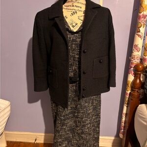 Vintage Talbots Navy Blue Tweed Jacket and Dress SET